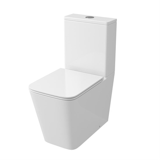 GROSSMAN Унитаз напольный GR-4418SQ (610х365х825) безободковый,белый с тонкой крышкой,микролифт,смыв торнадо,2 места GR-4418SQ - фото 350379