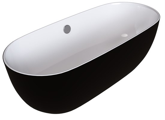 GROSSMAN Ванна отдельностоящая Classic GR-2401MB (150х75х54) цвет черный/белый матовый GR-2401MB - фото 350563