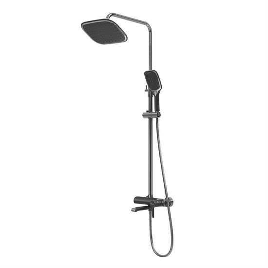 GROSSMAN Душевая стойка Alba 500.K35.06.100/210 с верхним душем,ручной лейкой и смесителем,хром с черным 500.K35.06.100/210 - фото 350712