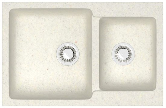 AZARIO Кухонная мойка Grand 765х500х190 двойная, искусственный мрамор, цвет Хлопок (CS00079904) CS00079904 - фото 355053