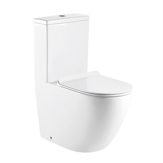AZARIO Унитаз-моноблок  MORANO 680x370х830 напольный, безободковый, в комплекте с сиденьем дюропласт микролифт, белый (AZ-1001) AZ-1001 - фото 355284
