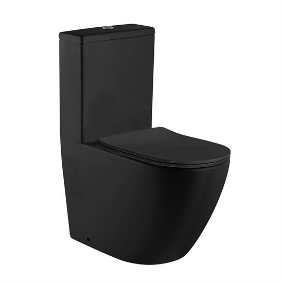 AZARIO Унитаз-моноблок  MORANO 680x370х830 напольный, безободковый в комплекте с сиденьем микролифт, черный матовый (AZ-1001MB) AZ-1001MB - фото 355968