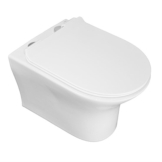 AZARIO Унитаз подвесной  FRETTA ROUND 485x360x365 безободковый с сиденьем микролифт (AZ-2617E) AZ-2617E - фото 356248
