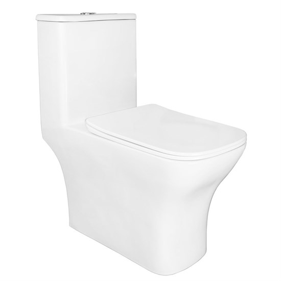 AZARIO Унитаз-моноблок  Lodi 350х665х750 напольный, безободковый, горизонтальный слив, сиденье дюропласт микролифт (AZ-8617) AZ-8617 - фото 356641