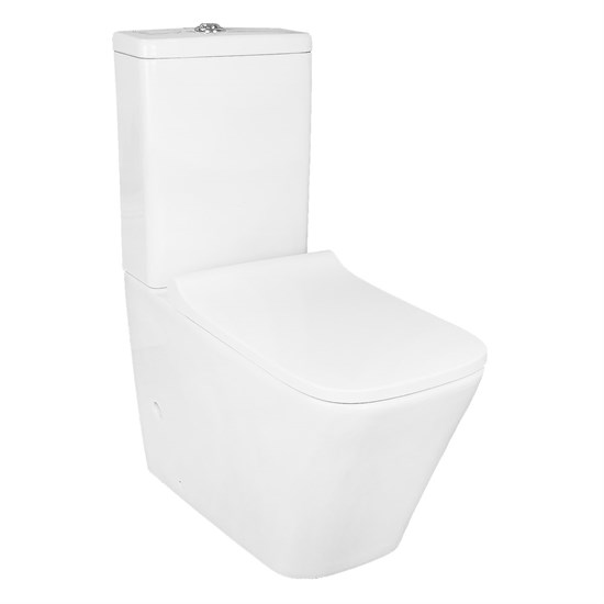 AZARIO Унитаз-компакт  Quadro 605x340x810 напольный, безободковый с сидением микролифт и арматурой, белый (AZ-2175) AZ-2175 - фото 356699
