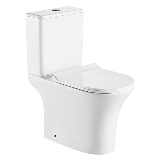 AZARIO Унитаз-компакт  FRETTA ROUND N 340х650х770 напольный, безободковый, c быстросьемным сиденьем микролифт (AZ-1038A) AZ-1038A - фото 356869