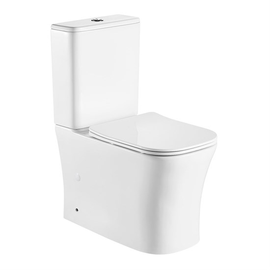 AZARIO Унитаз-компакт  ANTEO SQUARE 385х630х820 напольный, безободковый, с быстросъемным сиденьем микролифт (AZ-1218A) AZ-1218A - фото 357176