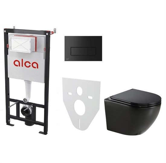 AZARIO Сет инсталляция Alсa AM101/1120-4:1 RU M578-0001 + унитаз Grado AZ-0046 чёрный матовый с сиденьем ми AM101/1120-4:1 RU M578-0001+AZ-0046N-MB - фото 357984