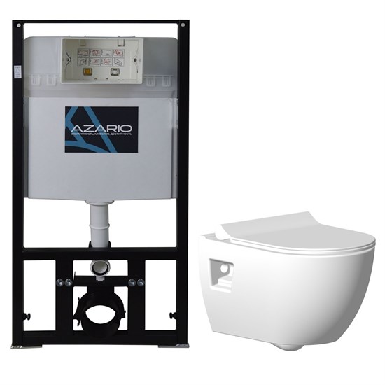 AZARIO Сет инсталяция + унитаз Creo Ceramique Ocean plus подвесной безободковый с тонким сиденьем микролифт AZ-8010-1000+Ocean plus - фото 358052