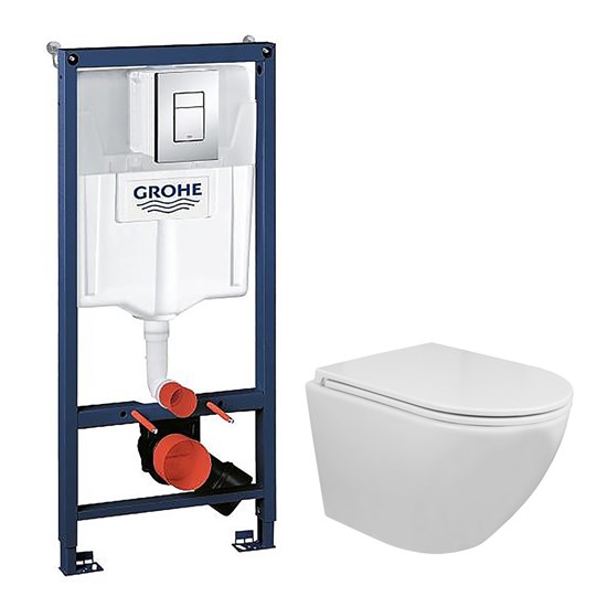 AZARIO Сет 3 в 1 инсталляция Grohe Rapid SL с клавишей смыва + подвесной унитаз Grado c быстросъемным сиденьем микролифт (38772001+AZ-0046N) 38772001+AZ-0046N - фото 358117