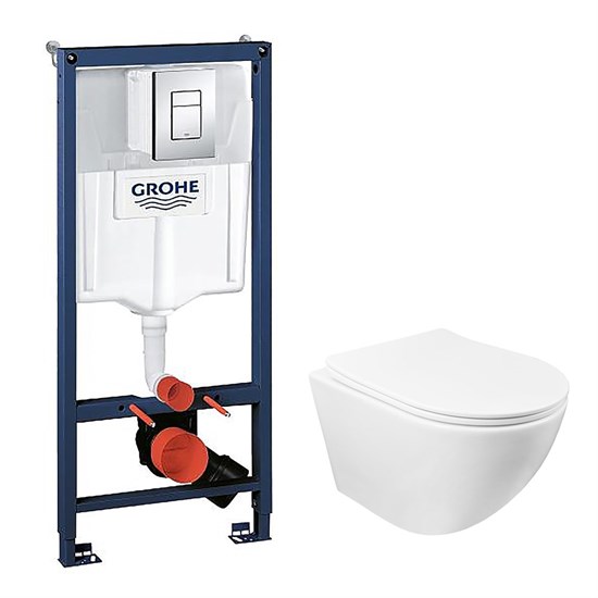AZARIO Сет 3 в 1 инсталляция Grohe Rapid SL с клавишей смыва + подвесной унитаз Grado с быстросъемным сиденьем микролифт (38772001+AZ-0046 SP) 38772001+AZ-0046 SP - фото 358134