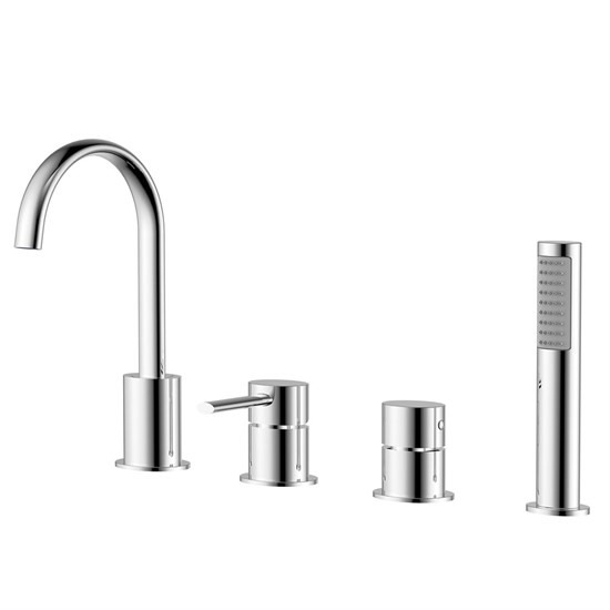 AZARIO Смеситель на борт ванны DELICATE каскадный, на 4 отверстия, хром (AZ-QA28173C-1381AC) AZ-QA28173C-1381AC - фото 359100