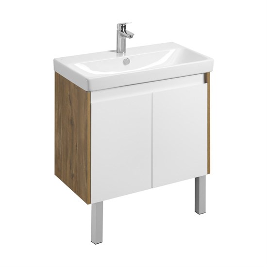 AQUATON Тумба под раковину Сканди Doors 80 Белый глянец/Дуб Рустикальный (1A282901SDZ90) 1A282901SDZ90 - фото 362794