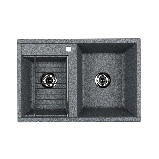 AQUATON Мойка для кухни Делия 78 DBL, 2 чаши, серый (1A723132DE230) 1A723132DE230 - фото 363736