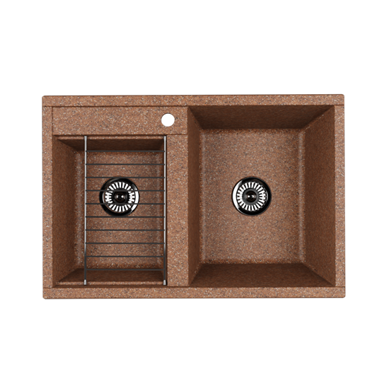 AQUATON Мойка для кухни Делия 78 DBL 2 чаши, цвет терракотовый (1A723132DE270) 1A723132DE270 - фото 363772