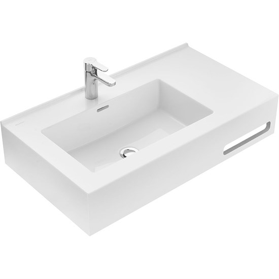 AQUATON Раковина Квадро Про 80 L, левая, белая (1A734431QA01L) 1A734431QA01L - фото 363869