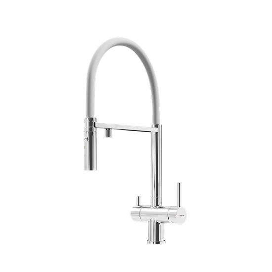 SANCOS Смеситель для кухни Imola с гибким изливом и возможностью подключения фильтра для воды, цвет хром с белым изливом, арт. SC4010CH SC4010CHwh