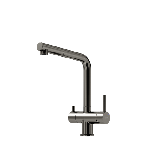 SANCOS Смеситель для кухни Spin с поворотным и вытяжным изливом, c краном для фильтрованной воды, цвет вороненая сталь, арт. SC4015GG SC4015GG