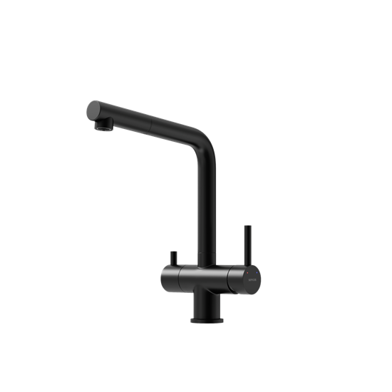 SANCOS Смеситель для кухни Spin с поворотным и вытяжным изливом, c краном для фильтрованной воды, цвет черный матовый, арт. SC4015MB SC4015MB
