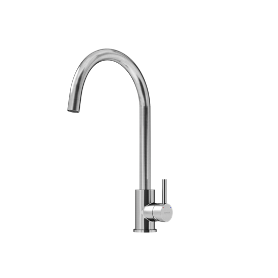 SANCOS Смеситель для кухни из нержавеющей стали Stainless, с поворотным R изливом, арт SC12001SS SC12001SS - фото 364219