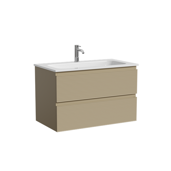 SANCOS Тумба подвесная с рельефным фасадом Folk 790х445х500, c двумя ящиками оснащенными доводчиками скрытого монтажа с системой плавного закрывания, цвет Капучино, арт.FL80CP FL80CP