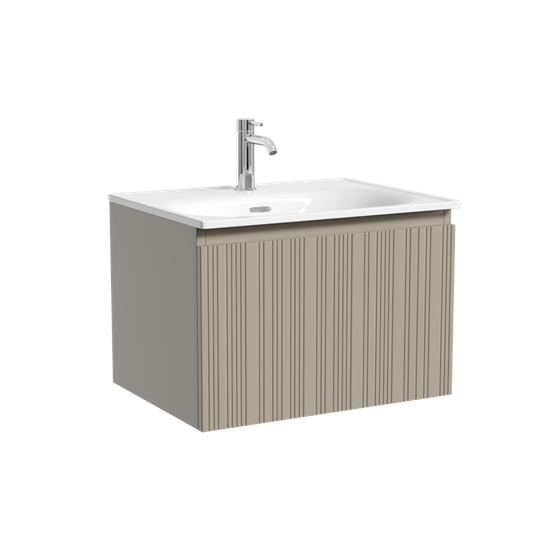 SANCOS Тумба подвесная с рельефным фасадом Code 590х453х400, c одним ящиком оснащенным доводчиками скрытого монтажа с системой Soft close (плавного закрывания), цвет серая платина , арт. CD60GP CD60GP - фото 364506