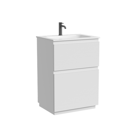 SANCOS Тумба напольная с рельефным фасадом Folk Floor 590х445х850, c двумя ящиками оснащенными доводчиками скрытого монтажа с системой плавного закрывания, цвет Bianco, арт.FL60FW FL60FW