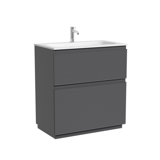 SANCOS Тумба напольная с рельефным фасадом Folk Floor 790х445х850, c двумя ящиками оснащенными доводчиками скрытого монтажа с системой плавного закрывания, цвет Grey soft, арт.FL80FGS FL80FGS