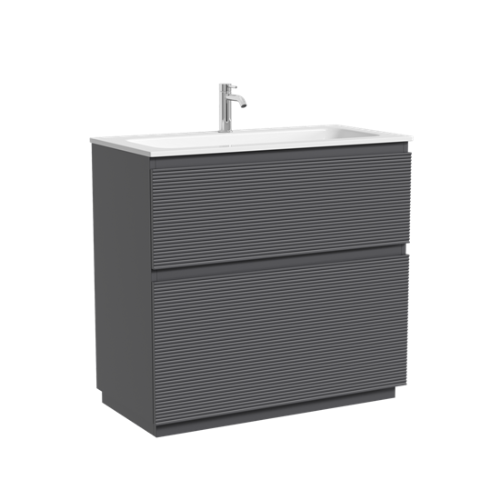 SANCOS Тумба напольная с рельефным фасадом Folk Floor 890х445х850, c двумя ящиками оснащенными доводчиками скрытого монтажа с системой плавного закрывания, цвет Grey soft, арт.FL90FGS FL90FGS