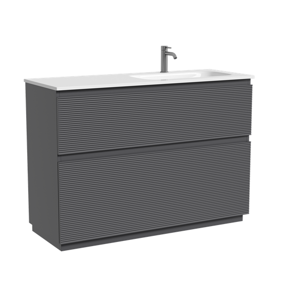 SANCOS Тумба напольная с рельефным фасадом Folk Floor правая 1190х445х850, c двумя ящиками оснащенными доводчиками скрытого монтажа с системой плавного закрывания, цвет Grey soft, арт.FL120FRGS FL120FRGS - фото 364769