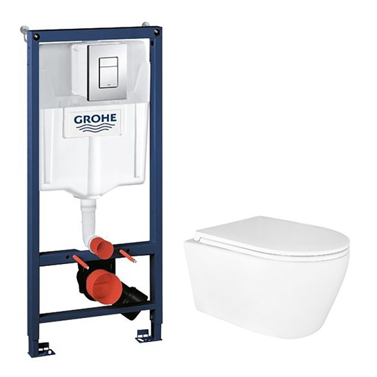 AZARIO Сет: Инсталляция Grohe Rapid SL 3 в 1 + Унитаз подвесной Azario UNO, безободковый, в комплекте сиденьем микролифт (38772001+AZ-2380) 38772001+AZ-2380 - фото 364920