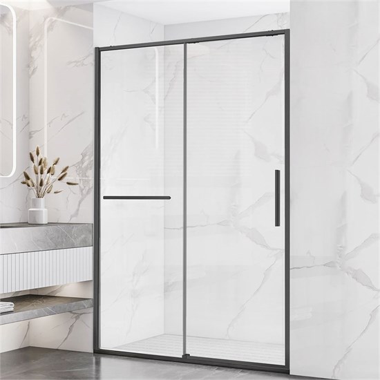VINCEA Slim Soft Душевая дверь раздвижная ширина 150 см, профиль - вороненая сталь / стекло - прозрачное VDS-1SS150CLGM - фото 367543