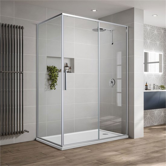 VINCEA Slim-U Душевой уголок прямоугольный размер 120x90 см, двери раздвижные, профиль - хром / стекло - прозрачное VSR-2SU9012CL - фото 368105