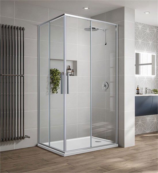 VINCEA Slim-U Душевой уголок квадратный размер 90x90 см, двери раздвижные, профиль - хром / стекло - прозрачное VSS-2SU900CL - фото 368121