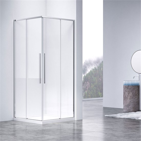 VINCEA Slim-N Душевой уголок квадратный размер 90x90 см, двери раздвижные, профиль - хром / стекло - прозрачное VSS-4SN900CL - фото 368145
