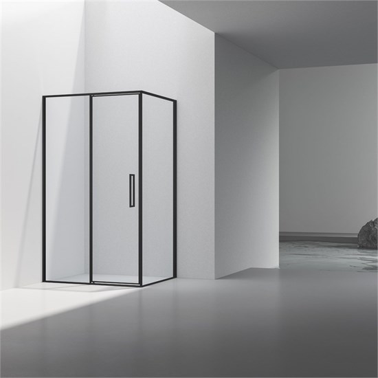 VINCEA Slim 8mm Душевой уголок прямоугольный размер 90x120 см, двери распашные, профиль - черный / стекло - прозрачное VSR-4SLP9012CLB - фото 368392