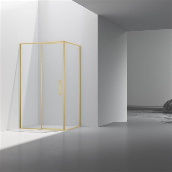 VINCEA Slim 8mm Душевой уголок прямоугольный размер 90x120 см, двери распашные, профиль - брашированное золото / стекло - прозрачное VSR-4SLP9012CLG - фото 368398