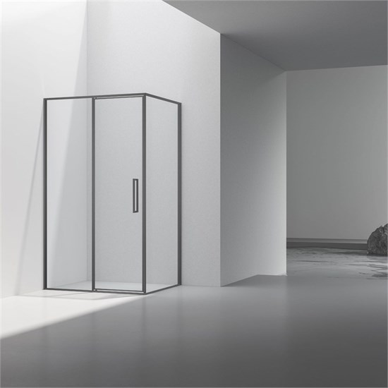 VINCEA Slim 8mm Душевой уголок прямоугольный размер 90x120 см, двери распашные, профиль - вороненая сталь / стекло - прозрачное VSR-4SLP9012CLGM - фото 368404