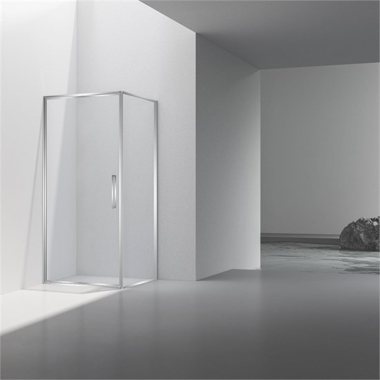 VINCEA Slim 8mm Душевой уголок квадратный размер 90x90 см, двери распашные, профиль - хром / стекло - прозрачное VSR-4SLP9090CL - фото 368410