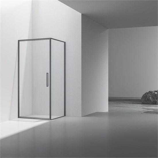 VINCEA Slim 8mm Душевой уголок прямоугольный размер 100x90 см, двери распашные, профиль - вороненая сталь / стекло - прозрачное VSR-4SLP9010CLGM - фото 368438