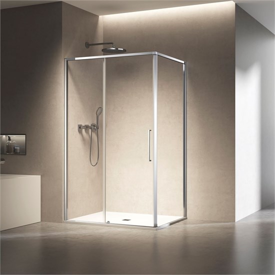 VINCEA Slim 8mm Душевой уголок прямоугольный размер 140x90 см, двери раздвижные, профиль - хром / стекло - прозрачное VSR-6SL9014CL - фото 368484