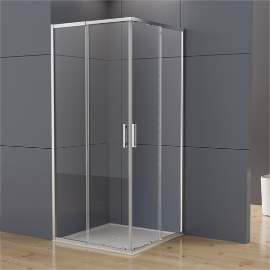 VINCEA Rapid-N Душевой уголок квадратный/прямоугольный размер 100x80 см, двери раздвижные, профиль - хром / стекло - прозрачное VSS-3RN9011E10CL - фото 369000