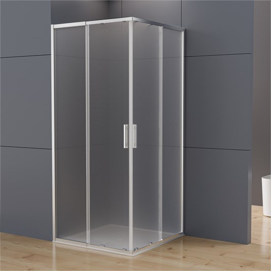 VINCEA Rapid-N Душевой уголок квадратный/прямоугольный размер 110x110 см, двери раздвижные, профиль - хром / стекло - текстурное VSS-3RN1212E10MT - фото 369030