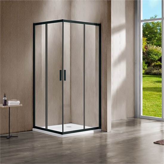 VINCEA Garda Душевой уголок прямоугольный размер 120x80 см, двери раздвижные, профиль - черный / стекло - прозрачное VSS-1G8012CLB - фото 369419