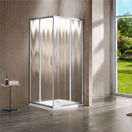 VINCEA Garda Душевой уголок квадратный размер 120x120 см, двери раздвижные, профиль - хром / стекло - шиншилла VSS-1G1212CH - фото 369565