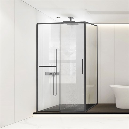 VINCEA Slim Soft Душевой уголок прямоугольный размер 150x80 см, двери раздвижные, профиль - вороненая сталь / стекло - прозрачное VSR-1SS8015CLGM - фото 370775