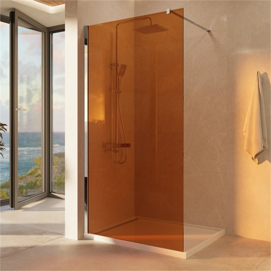 VINCEA Walk in Душевая перегородка ширина 90 см, профиль - хром / стекло - янтарь VSW-1H900GS - фото 371622