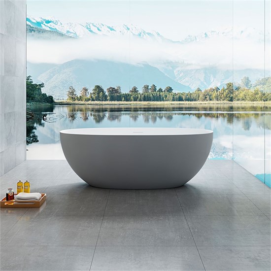 VINCEA Ванна Solid Surface VBT-6S01MG, 1700*750*550, серый/белый мат., слив-перелив VBT-6S01MG - фото 372072