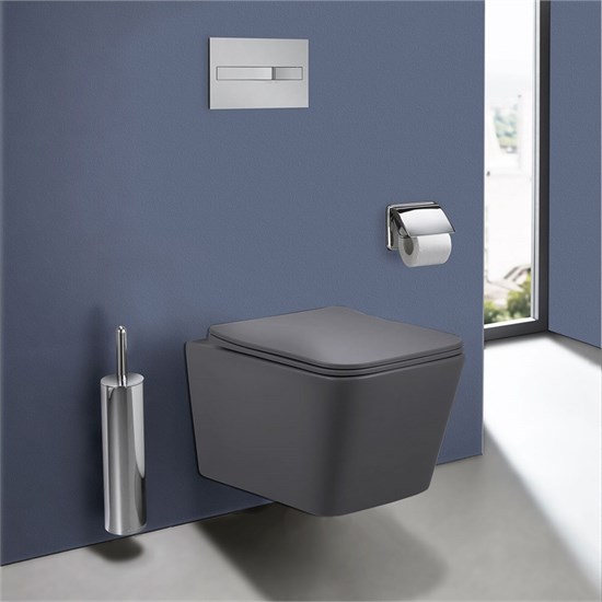 VINCEA Q-Line Унитаз подвесной Q-Line VT1-12MA безободковый, цвет антрацит мат., ультратонкое soft close сиденье VT1-12MA - фото 372425