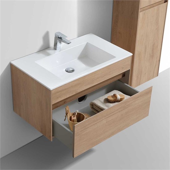 VINCEA База под раковину Chiara 800 подвесная, 1 выкатной ящик soft-close, N.Oak VMC-2C800NO - фото 373083